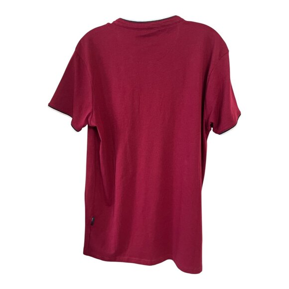 Scott James Men’s Short Sleeve Henley Shirt – Red – Size L (Fits Like U.S. Mediu - Picture 3 of 4